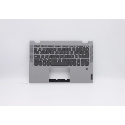 Lenovo 5CB0Y85388 Palmrest Top Case con tastiera, Svizzera, Grigio platino, Retroilluminazione, Impronta digitale
