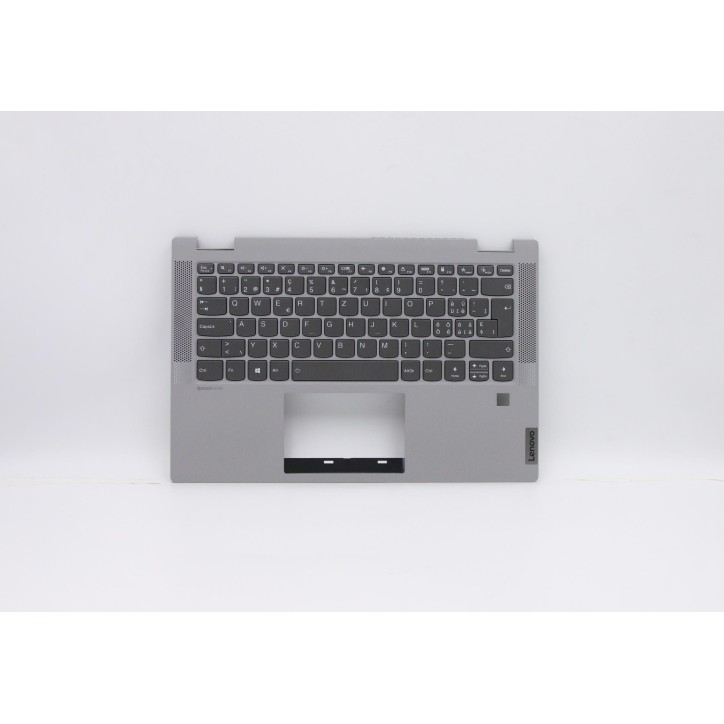 Lenovo 5CB0Y85388 Palmrest Top Case con tastiera, Svizzera, Grigio platino, Retroilluminazione, Impronta digitale