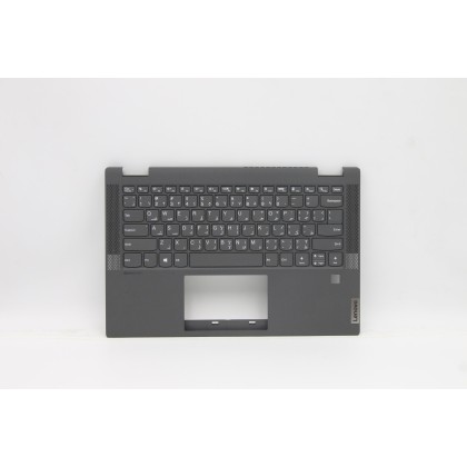Lenovo 5CB0Y85535 Palmrest Top Case con tastiera, Arabo, grigio, Senza retroilluminazione, Lettore di impronte digitali, US