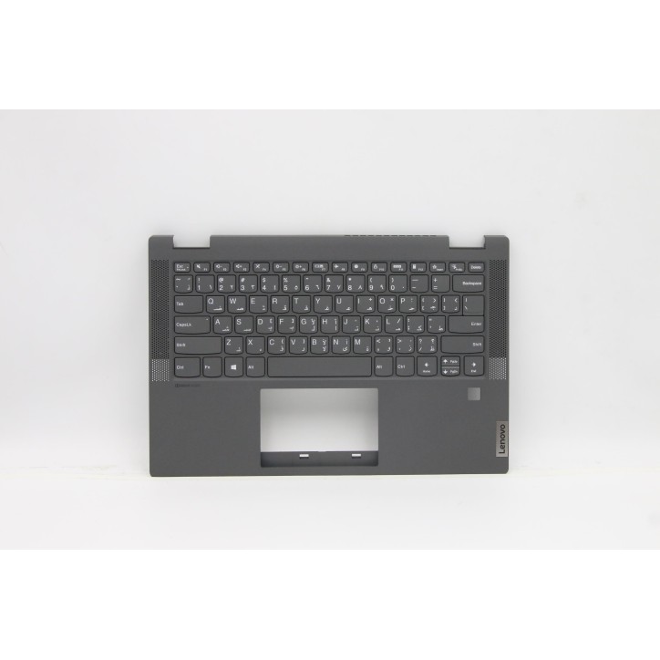 Lenovo 5CB0Y85535 Palmrest Top Case con tastiera, Arabo, grigio, Senza retroilluminazione, Lettore di impronte digitali, US