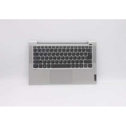 Lenovo 5CB0Y88666 Palmrest Top Case con tastiera, Belga, argento, Retroilluminazione, Lettore di impronte digitali, UK