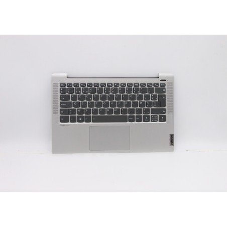 Lenovo 5CB0Y88666 Palmrest Top Case con tastiera, Belga, argento, Retroilluminazione, Lettore di impronte digitali, UK