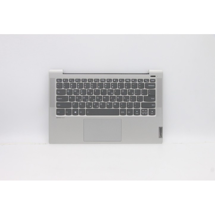 Lenovo 5CB0Y88742 Palmrest Top Case con tastiera, Greco, Argento, Retroilluminazione, Impronta digitale