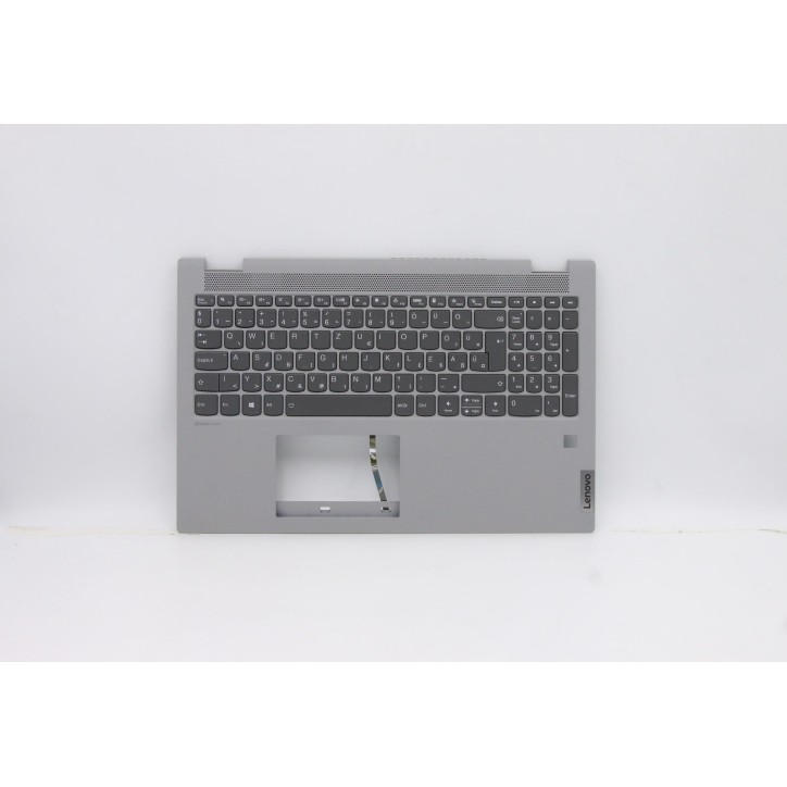 Lenovo 5CB0Y89981 Palmrest Top Case con tastiera, Ungherese, Grigio platino, Retroilluminazione, Impronta digitale