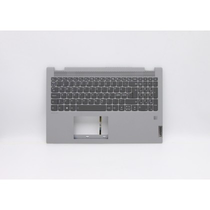 Lenovo 5CB0Y89982 Palmrest Top Case con tastiera, Europa del Nord, Grigio platino, Retroilluminazione, Impronta digitale