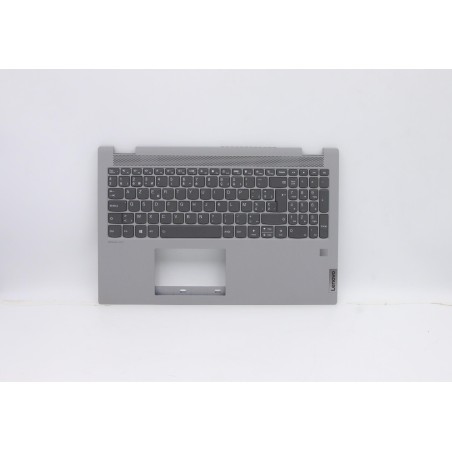 Lenovo 5CB0Y89983 Palmrest Top Case con tastiera, Belga, Grigio platino, Retroilluminazione, Lettore di impronte digitali, UK