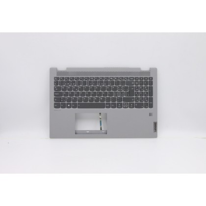 Lenovo 5CB0Y97617 Palmrest Top Case con tastiera, Svizzera, Grigio platino, Retroilluminazione, Impronta digitale