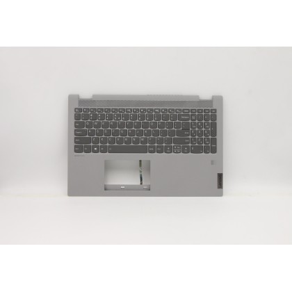 Lenovo 5CB0Y97618 Palmrest Top Case con tastiera, Inglese (Stati Uniti/Europa), Grigio platino, Retroilluminazione, Impronta dig