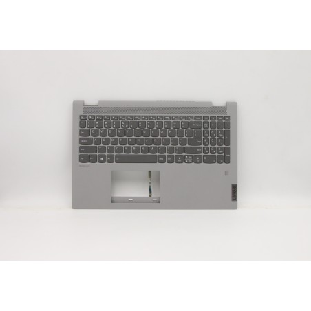 Lenovo 5CB0Y97618 Palmrest Top Case con tastiera, Inglese (Stati Uniti/Europa), Grigio platino, Retroilluminazione, Impronta dig