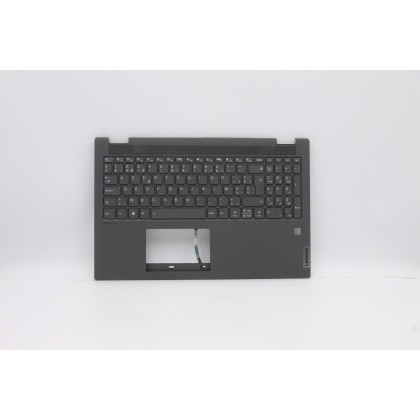 Lenovo 5CB0Y99239 Palmrest Top Case con tastiera, Belga, grigio, Retroilluminazione, Lettore di impronte digitali, UK