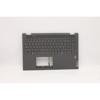 Lenovo 5CB0Y99241 Palmrest Top Case con tastiera, Sloveno, grigio, Retroilluminazione, Lettore di impronte digitali