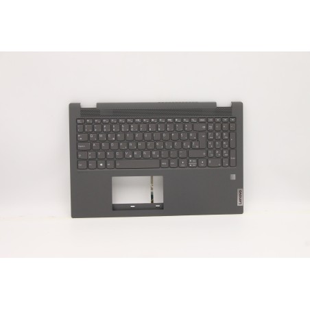 Lenovo 5CB0Y99241 Palmrest Top Case con tastiera, Sloveno, grigio, Retroilluminazione, Lettore di impronte digitali