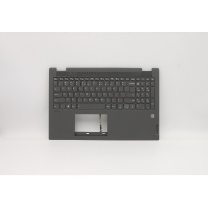 Lenovo 5CB0Y99243 Palmrest Top Case con tastiera, Inglese (Stati Uniti/Europa), Grigio, Retroilluminazione, Impronta digitale