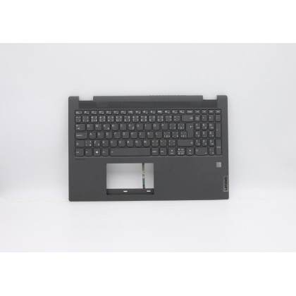 Lenovo 5CB0Y99244 Palmrest Top Case con tastiera, Ceco, grigio, Retroilluminazione, Lettore di impronte digitali, UK