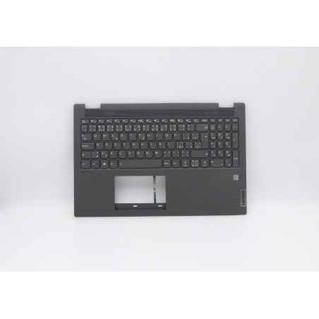 Lenovo 5CB0Y99244 Palmrest Top Case con tastiera, Ceco, grigio, Retroilluminazione, Lettore di impronte digitali, UK