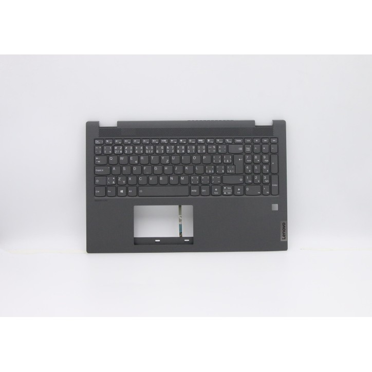 Lenovo 5CB0Y99244 Palmrest Top Case con tastiera, Ceco, grigio, Retroilluminazione, Lettore di impronte digitali, UK