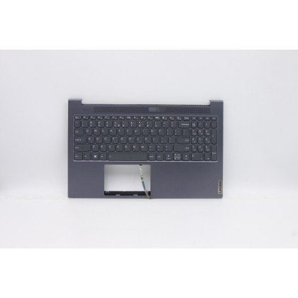 Lenovo 5CB0Z28180 Palmrest Top Case con tastiera, Inglese (Stati Uniti/Europa), Grigio, Retroilluminazione