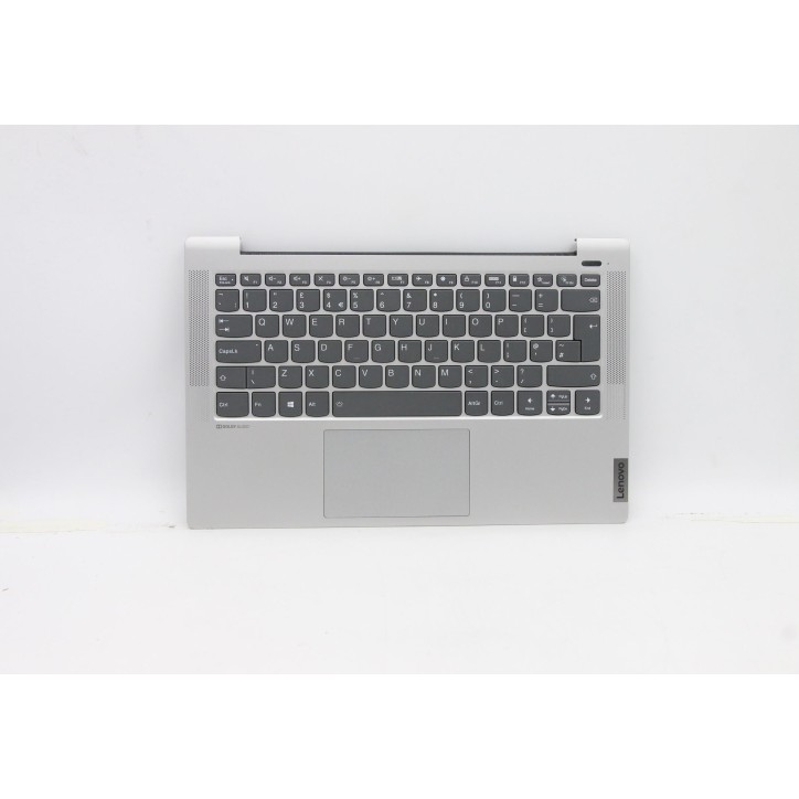 Lenovo 5CB1A14086 Palmrest Top Case con tastiera, Inglese Regno Unito, Argento, Retroilluminazione, Impronta digitale