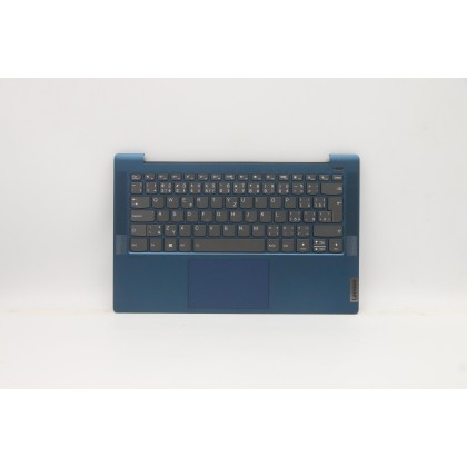 Lenovo 5CB1A14110 Palmrest Top Case con tastiera, Ceco, Blu, Retroilluminazione, Lettore di impronte digitali, UK