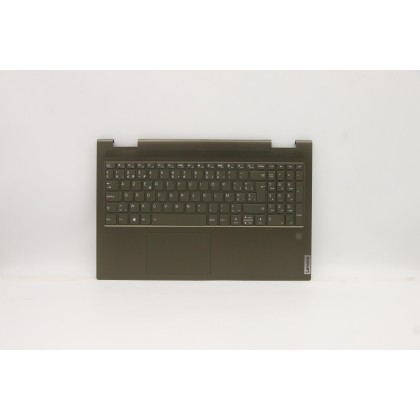 Lenovo 5CB1A16275 Palmrest Top Case con tastiera, Belga, verde scuro, Retroilluminazione, UK