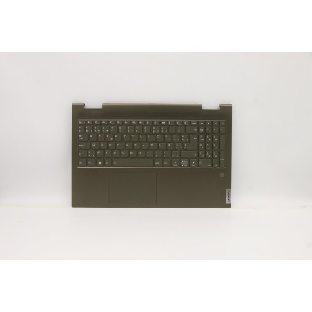 Lenovo 5CB1A16275 Palmrest Top Case con tastiera, Belga, verde scuro, Retroilluminazione, UK