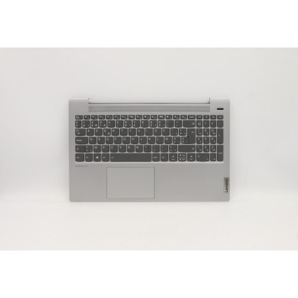 Lenovo 5CB1A24854 Palmrest Top Case con tastiera, Belga, Grigio platino, Retroilluminazione, Lettore di impronte digitali, UK