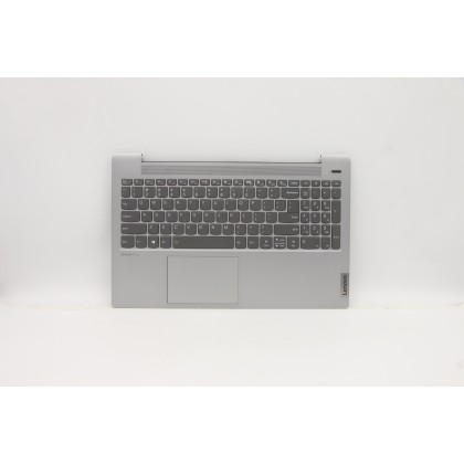 Lenovo 5CB1A24858 Palmrest Top Case con tastiera, Inglese, Grigio platino, Retroilluminazione, Lettore di impronte digitali