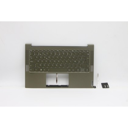Lenovo 5CB1B05344 Palmrest Top Case con tastiera, Belga, verde scuro, Retroilluminazione, UK