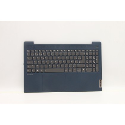 Lenovo 5CB1B42835 Palmrest Top Case con tastiera, Belga, blu scuro, Retroilluminazione, Lettore di impronte digitali, UK