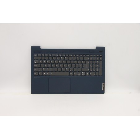 Lenovo 5CB1B42860 Palmrest Top Case con tastiera, Inglese Regno Unito, blu scuro, Retroilluminazione, Lettore di impronte digita