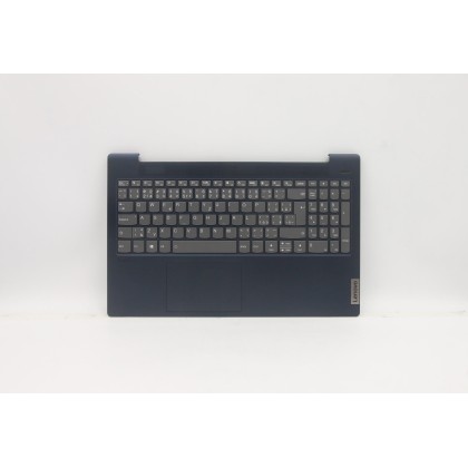 Lenovo 5CB1B42866 Palmrest Top Case con tastiera, Ceco/Slovacco, blu scuro, Retroilluminazione, Lettore di impronte digitali, UK