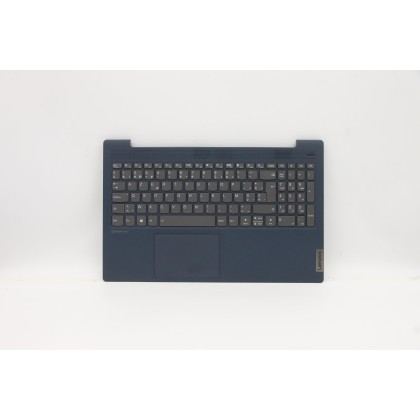 Lenovo 5CB1B42954 Palmrest Top Case con tastiera, Belga, blu scuro, Retroilluminazione, Senza lettore di impronte digitali, UK