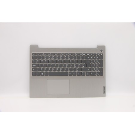 Lenovo 5CB1C15114 Palmrest Top Case con tastiera, Inglese Regno Unito, Grigio platino, Lettore di impronte digitali