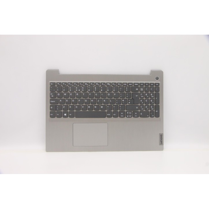 Lenovo 5CB1C15114 Palmrest Top Case con tastiera, Inglese Regno Unito, Grigio platino, Lettore di impronte digitali