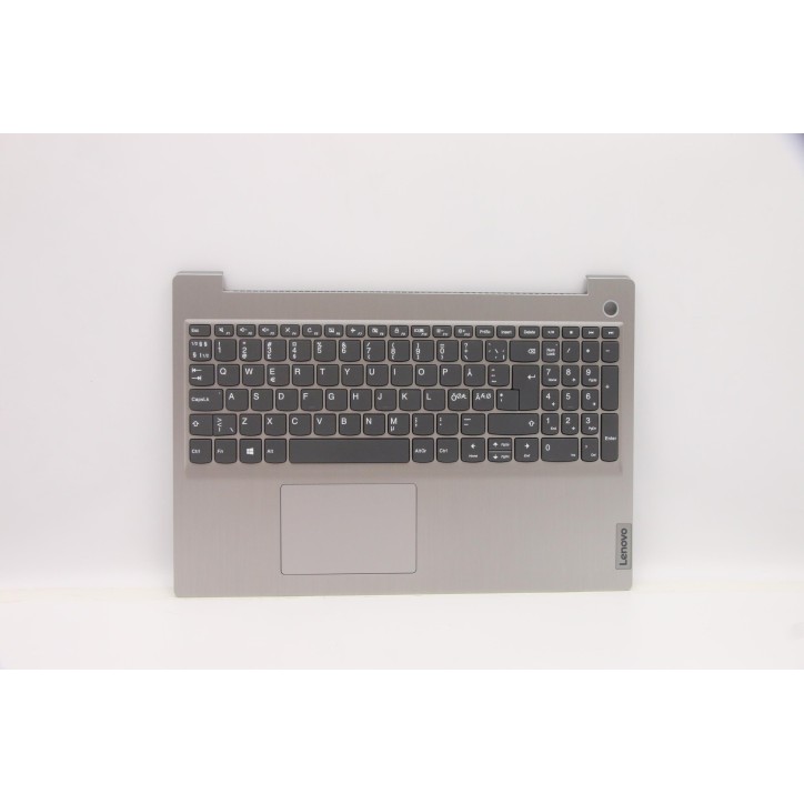 Lenovo 5CB1C15132 Palmrest Top Case con tastiera, Lingue scandinave, Grigio platino, Lettore di impronte digitali