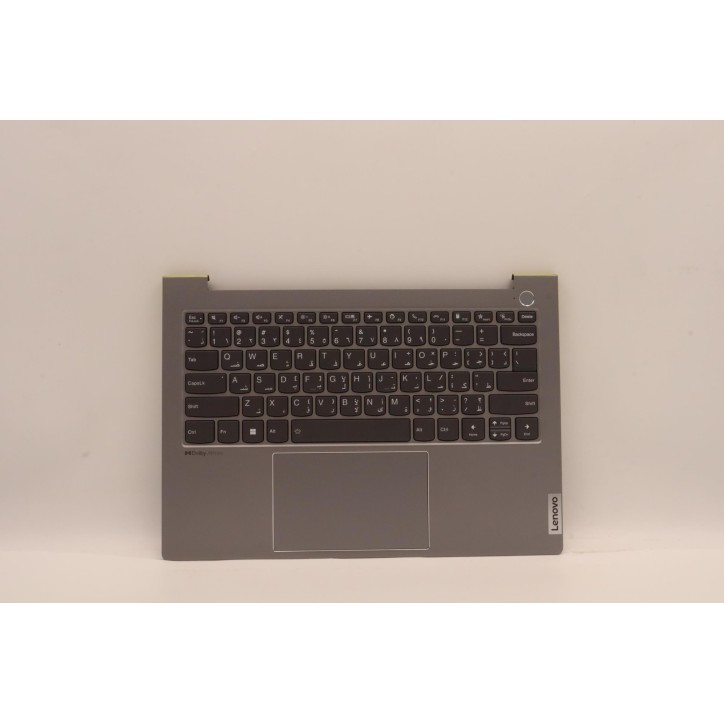 Lenovo 5CB1H68319 Palmrest Top Case con tastiera, Arabo, grigio artico, Lettore di impronte digitali, US