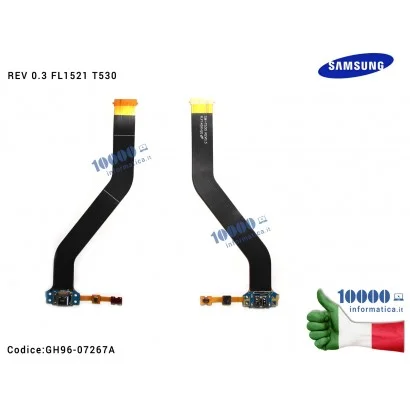 GH96-07267A Connettore Cavo Flex Dock Ricarica SAMSUNG Galaxy Tab 4 SM-T530 SM-T535 (LTE) REV 0.3 FL1521 T530 T531 T535