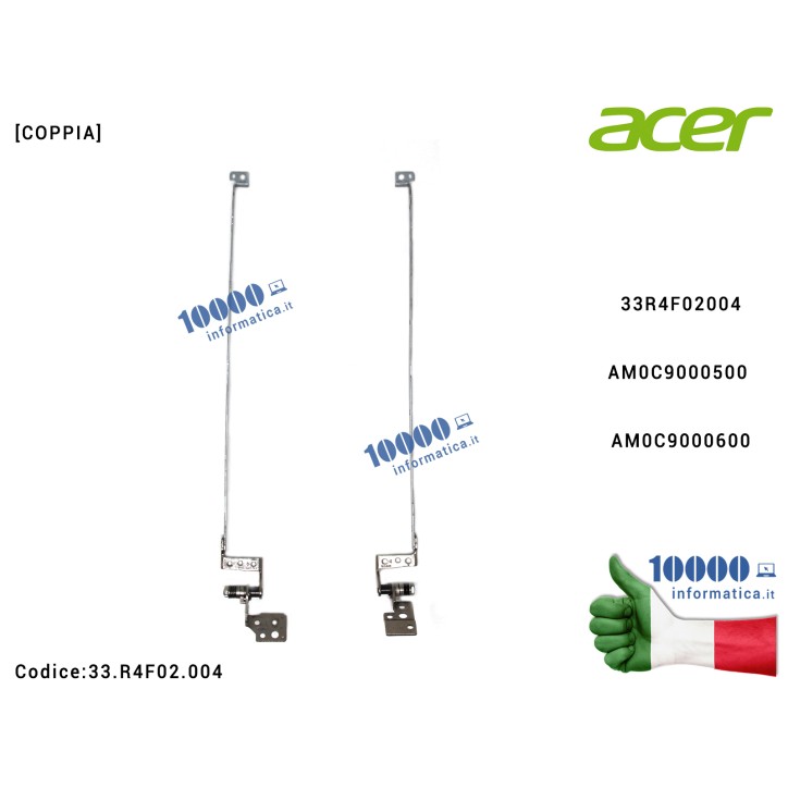 Cerniere Hinges ACER Aspire 5551 5551A 5551G 5733 5742 5741 5741G 5741Z [COPPIA] AM0C9000500 AM0C9000600 33.R4F02.004 33R4F02004