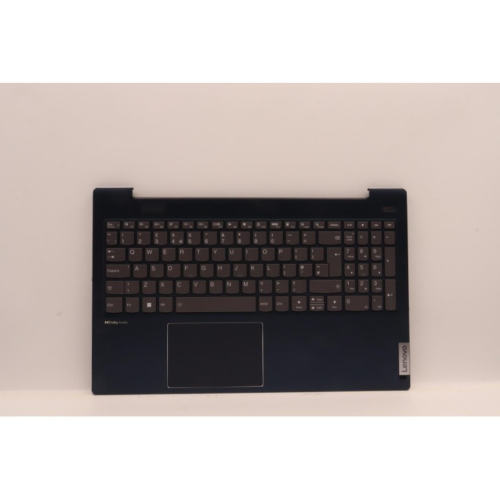 Lenovo 5CB1J00244 Palmrest Top Case con tastiera, Inglese Regno Unito, Blu scuro, Retroilluminazione, Impronta digitale