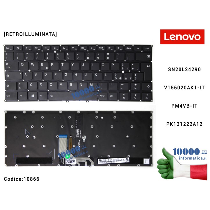 Tastiera Italiana LENOVO Yoga 910-13IKB Yoga 5 Pro [RETROILLUMINATA] (SENZA FRAME) SN20L24290 V156020AK1-IT PM4VB-IT PK131222A12