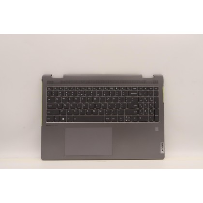 Lenovo 5CB1J01817 Palmrest Top Case con tastiera, Inglese (Stati Uniti/Europa), grigio artico, Lettore di impronte digitali