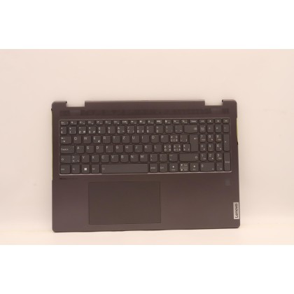 Lenovo 5CB1J01844 Palmrest Top Case con tastiera, Svizzera, grigio tempesta, Lettore di impronte digitali