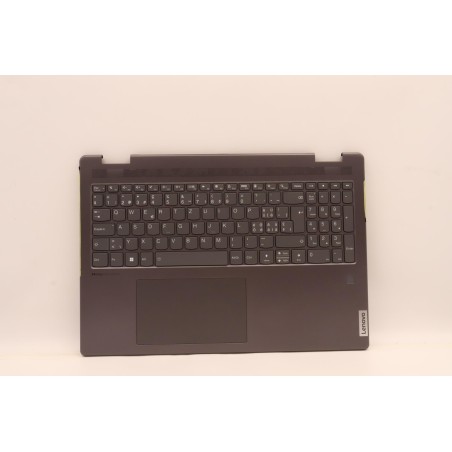 Lenovo 5CB1J01844 Palmrest Top Case con tastiera, Svizzera, grigio tempesta, Lettore di impronte digitali