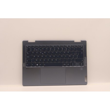 Lenovo 5CB1J02087 Palmrest Top Case con tastiera, Belga, Blu pietra, Lettore di impronte digitali, UK