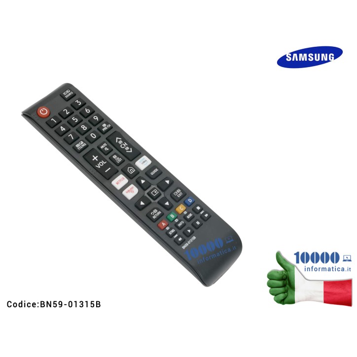 Telecomando TV SAMSUNG UHD 4K Pulsanti Netflix Rakuten Prime Video (2019) Remote Controller Button BN59-01315B UE75RU7170S UE43R