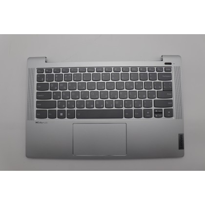 Lenovo 5CB1J08462 Palmrest Top Case con tastiera, Russo, Grigio nuvola, Retroilluminazione, Lettore di impronte digitali