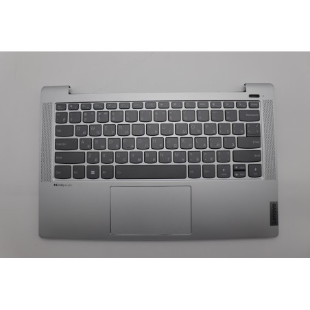 Lenovo 5CB1J08462 Palmrest Top Case con tastiera, Russo, Grigio nuvola, Retroilluminazione, Lettore di impronte digitali
