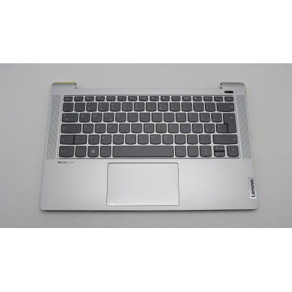 Lenovo 5CB1J08469 Palmrest Top Case con tastiera, Italiano, Grigio nuvola, Retroilluminazione, Lettore di impronte digitali