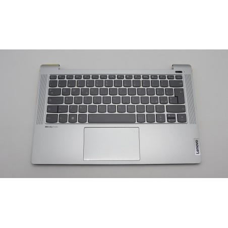 Lenovo 5CB1J08469 Palmrest Top Case con tastiera, Italiano, Grigio nuvola, Retroilluminazione, Lettore di impronte digitali