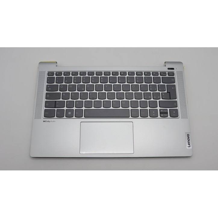 Lenovo 5CB1J08469 Palmrest Top Case con tastiera, Italiano, Grigio nuvola, Retroilluminazione, Lettore di impronte digitali